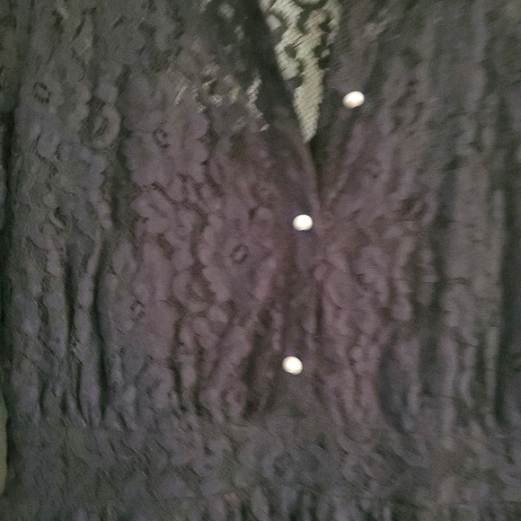 Zara Elegant Black Lace Long Sleeve Button Down Womans Flare Size Medium Dress - Picture 8 of 8